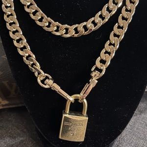 Louis Vuitton Padlock on Chain Gold Necklace